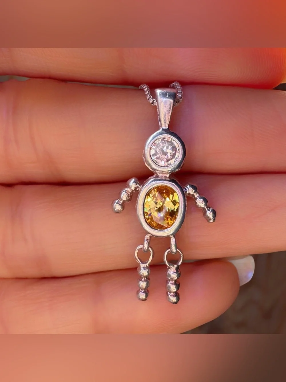 925 Sterling Silver November Birthstone Boy Charm Pendant Necklace
